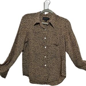 100% Silk Spencer Jeremy Vintage Leopard Print Blouse Top Size 10